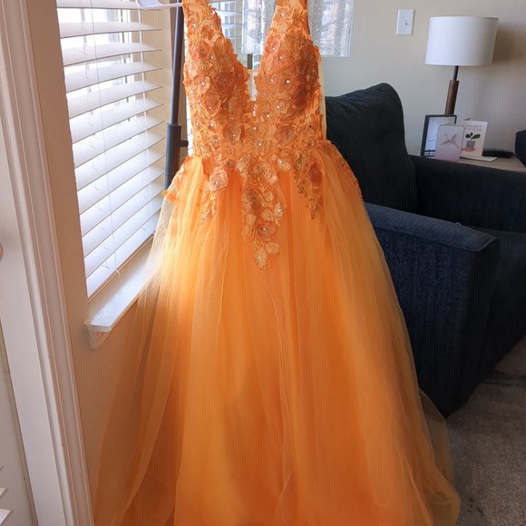 strapless open back dress The Sonia Burnt Orange Satin Modest Dress – TAL by The Abaya Lab main image 0